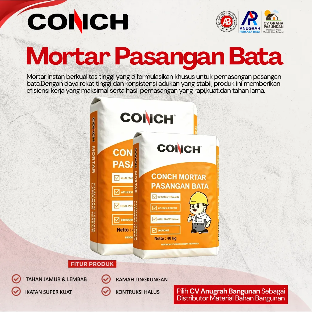MORTAR PASANGAN BATA 40 kg dari CONCH – CV Anugrah Bangunan