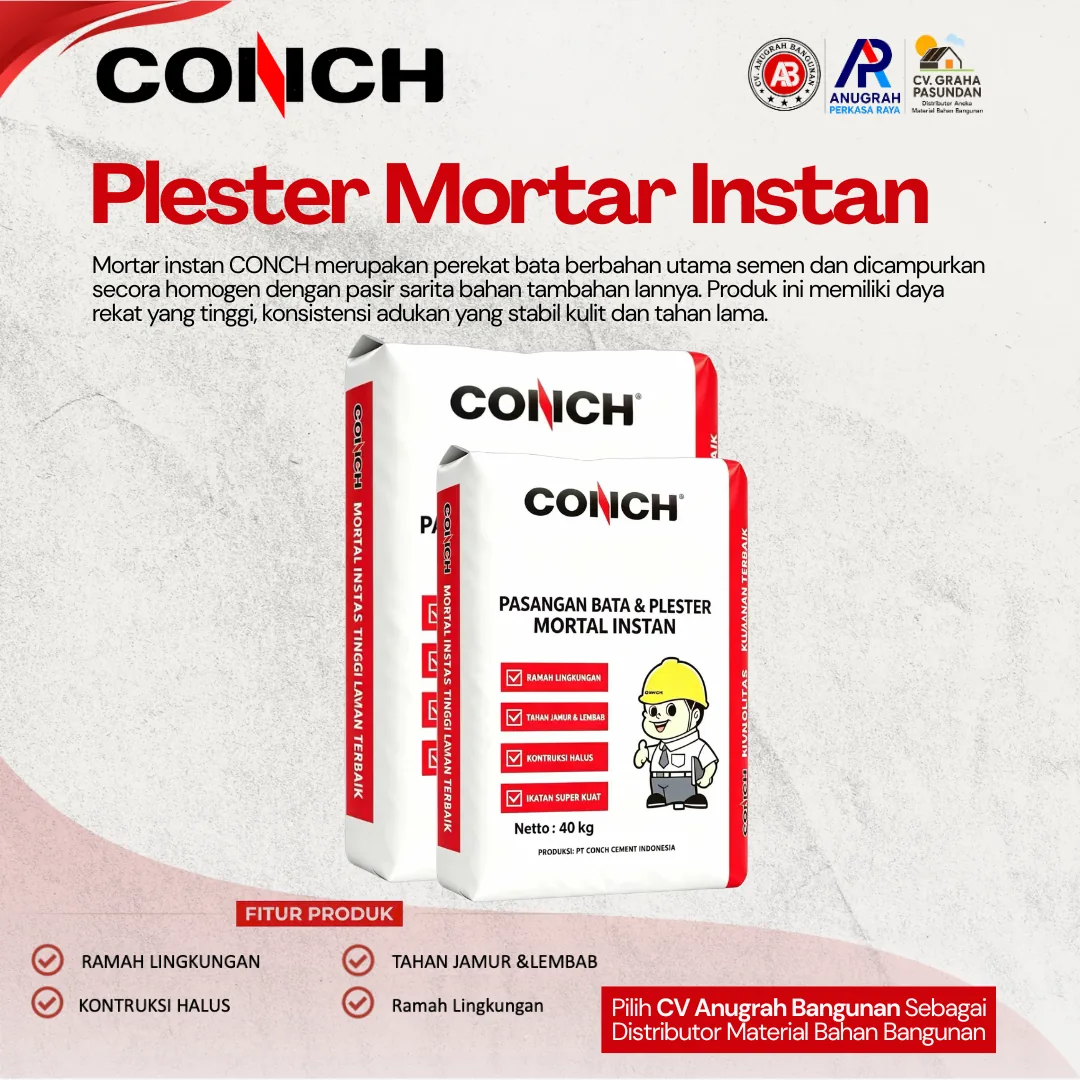 PLESTER MORTAR INSTAN 40 kg dari CONCH – CV Anugrah Bangunan