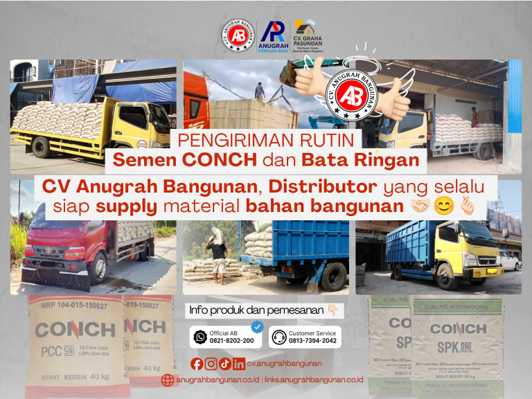 Pengiriman Rutin Semen CONCH dan Bata Ringan untuk Mendukung Kebutuhan Konstruksi